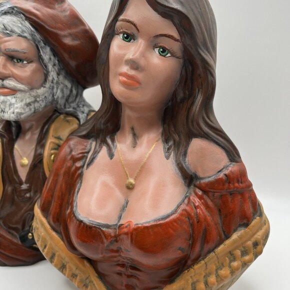 VTG 70s Pirate Gypsy Wench Ceramic Statue Figurine Bust Set Holland Mold 3D - Picture 3 of 8